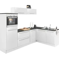 OPTIFIT Winkelküche L-Form 265 x 175 cm weiß hochglanz
