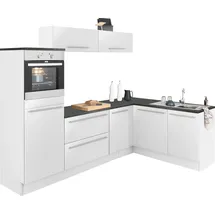 OPTIFIT Winkelküche L-Form 265 x 175 cm weiß hochglanz