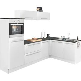 OPTIFIT Winkelküche L-Form 265 x 175 cm weiß hochglanz