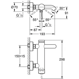 Grohe Essence Einhand-Wannenbatterie Hard Graphite gebürstet