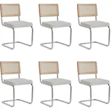 HJhomeheart Set mit 6 skandinavischen Esszimmerstühlen, Esszimmerstühlen mit Chrombeinen, Freischwingerstühlen, Bürostühlen, modernen Stühlen (Weiß)