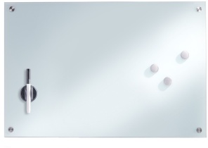 Zeller Glas Memoboard, Als Magnettafel nutzbar und komplett beschreibbar, Maße: 60 x 40 cm, weiß