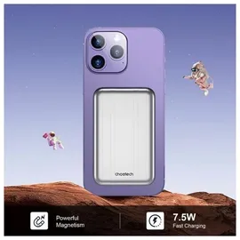 CHOETECH Mini Powerbank B655 Induktiv MagSafe USB-A/USB-C 5000mAh – Silber - Silber