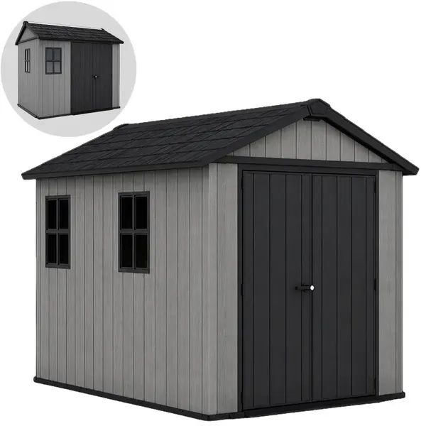 Keter Newton Plus 759/975 Grau  Gerätehaus mit Fenstern  230×287×246 cm
