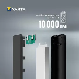 Varta Power Bank 10000 mAh, Power on Demand, 1x USB A und 2x USB C
