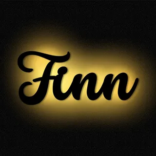 Namenslampe Holz Name Finn Schriftzug I Wandlampe Geschenk Kinder & Erwachsene Wohnzimmer Kinderzimmer I MDF Holz Batteriebetrieb