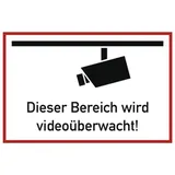 moedel - warnen-sichern-kennzeichnen Hinweiszeichen Videoüberwacht 30 x 20 cm Weiß/Schwarz