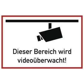 moedel - warnen-sichern-kennzeichnen Hinweiszeichen Videoüberwacht 30 x 20 cm Weiß/Schwarz