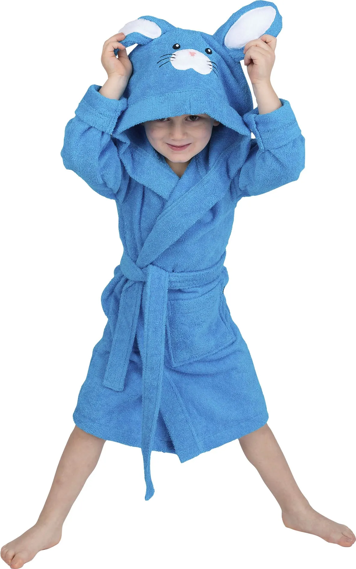 Wewo fashion Kinderbademantel »8024«, (1 St.), für Mädchen & Jungen, mit niedlicher Kapuze Wewo fashion türkis 92   Länge: 58 cm