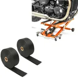 Set: Motorrad Hebebühne Midlift XL bis 500kg orange ConStands mit Motorrad Hitzeschutzband Auspuffband sw 15m