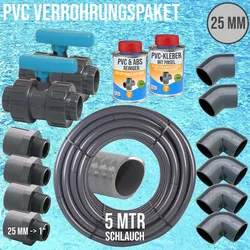 25 mm PVC Klebe Fittings Verrohrungspaket Pool Schwimmbad Schlauch FLEX (1) -  ..."