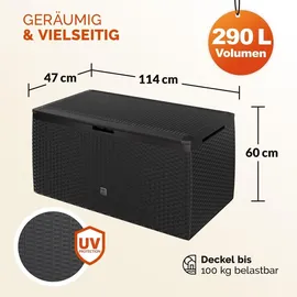 CASARIA Gartenbox 290L 117 x 47 x 60 cm Anthrazit