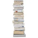 Opinion Ciatti Büchersäule Ptolomeo Sockel Edelstahl poliert silber, Designer Bruno Rainaldi, 25x75x25 cm