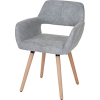 Mendler 6er-Set Esszimmerstuhl HWC-A50 II, Stuhl Küchenstuhl, Retro 50er Jahre Design ~ Textil, vintage betongrau, helle Beine