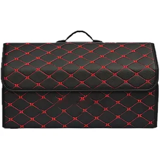 zhangbaoshun Auto Kofferraumtasche für Chr-ysler,PU Leder Organizer Gepäckträgertasche,Verstärkt Und Stabil Aufbewahrungsbox für Den Kofferraum Eines Autos Mehrzweck,E-Red+Black-Big
