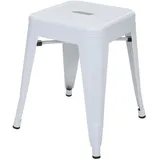 Mendler Hocker HWC-A73, Metallhocker Sitzhocker, Metall Industriedesign stapelbar ~ weiß