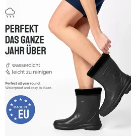 Ladeheid Thermo Eva Gummistiefel Damen gefüttert wasserdichte und federleichte Regenstiefel Damen LA-800-2017 (schwarz/schwarz, 36 Eu)