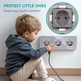 Navaris Schuko-Steckdose 3-fach Grau 1 St.