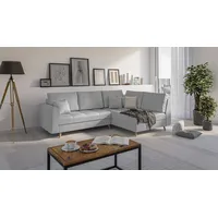 s-style möbel - Ecksofa mit Holzfüßen im skandinavischen Stil Marco aus Luxusmicrofaser Grau