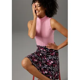 Aniston CASUAL Sommerrock Damen Floral Schwarz/Rosa/Lila/Rot 40