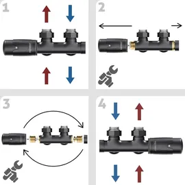 Aquabad® Multiblock Heizkörperthermostat Eckform 50mm Mittelanschluss Schwarzmatt