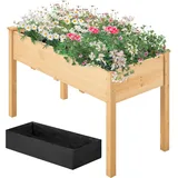 Yaheetech Hochbeet Pflanzkasten Blumenbett 120,5 x 59 x 76 cm Hellbraun