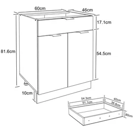 MID.YOU Herdumbauschrank 60 x 82 x 46 cm Weiß