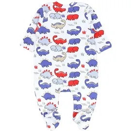 TupTam Baby Jungen Schlafstrampler mit Fuß 3er Pack, Farbe: blau grau streifen dino), Größe: 56 - 56