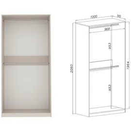marmex möbel TRES Garderobenschrank 100x51x206cm Beige/Grau