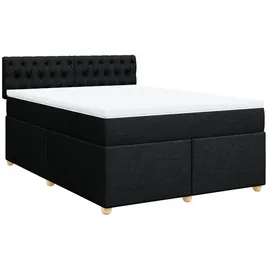 vidaXL Boxspringbett mit Matratze Schwarz 160x200 cm Stoff