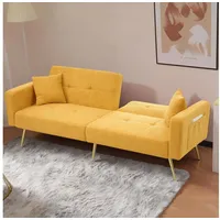 Merax Schlafsofa, mit Bettfunktion, Bettsofa, Klappsofa, Gästebett gelb
