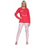 normann Schlafanzug lang Pyjama Katzen - Motiv, Farbe:pink, Größe:40-42 | 40-42