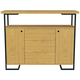 AC ANGEL CERDÁ Highboard 110 x 140 x 50 cm Walnuss / Schwarz