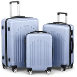 FCH Koffer-Set 3-tlg. ABS+PC Hartschale, 360° Rollen, Teleskopgriff, Tiefseeblau