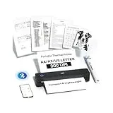 prt Thermodrucker A4, Tragbarer Mobiler Bluetooth-Drucker, Kompatibel mit Smartphone und Laptop, Tintenloser Drucker für Büro & Haushalt, Schwarz