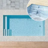 Styroporpool, 400 x 250 x 150 cm, Basis-Bausatz mit Treppe links und Sitzbank