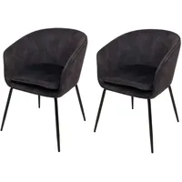 Mendler 2er-Set Esszimmerstuhl HWC-O28, Küchenstuhl Polsterstuhl Stuhl, Stoff/Textil (340g/m2)