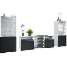 Vladon Wohnwand, Schwarz, Holzwerkstoff, 286x122.5x35 cm, Wohnzimmer, Wohnwände, Wohnwand-Sets