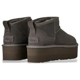 UGG Australia UGG für Damen. 1135092 Klassische Ultra Mini Plateau-Stiefel aus Leder dunkelgrau (40), 5 bis 8 cm, Keine, Lässig