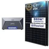 2x 440W Bifaziale Module mit Solarspeicher 1,6kWh Anker SOLIX Solarbank E1600 Speicher für Balkonkraftwerk