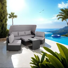 Tectake San Marino Polyrattan Lounge-Set schwarz