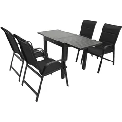 DEGAMO Garnitur ALCUDIA 5-teilig,  Aluminium anthrazit + Kunstgewebe schwarz