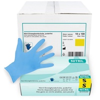Hypafol Nitril-Handschuhe S-XL, Puderfrei I mit Rollrand, Finger texturiert blau S