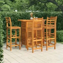 vidaXL Gartenlounge-Set und Gartenbar-Set aus Akazie – Massivholz, 5-tlg. (4-tlg. Variante der Bar)