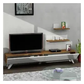 Wohnwand Amerika Weiß Walnuss