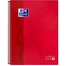 Oxford A4 European Book 1, kariert, 160 Seiten mit farbigen Rändern, mit Whiteboard, Hardcover, rot