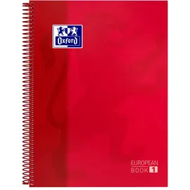 Oxford A4 European Book 1, kariert, 160 Seiten mit farbigen Rändern, mit Whiteboard, Hardcover, rot