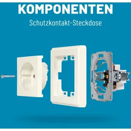 Absina Schutzkontakt Steckdose für Unterputz - 6x Wandsteckdose weiß 250V AC, 16A, IP20 - Schuko Steckdose, Unterputz - Weiß