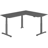 bümö Eckschreibtisch graphit, graphit Holzwerkstoff, Nachbildung, Rechteckig, 160x74x200 cm FSC Mix, Arbeitszimmer, Schreibtische, Eckschreibtische