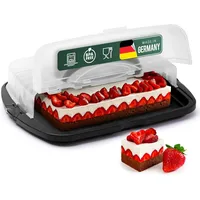 Novaliv 2x Kuchen-Transportbox XL (Rechteckig 47 x 35 x 11 cm), Aufbewahrungsbox aufklappbar, Party-Box Container Tortentransportbox Tortenbehälter Behälter, Kuchen Torten Muffins Desserts Buffet